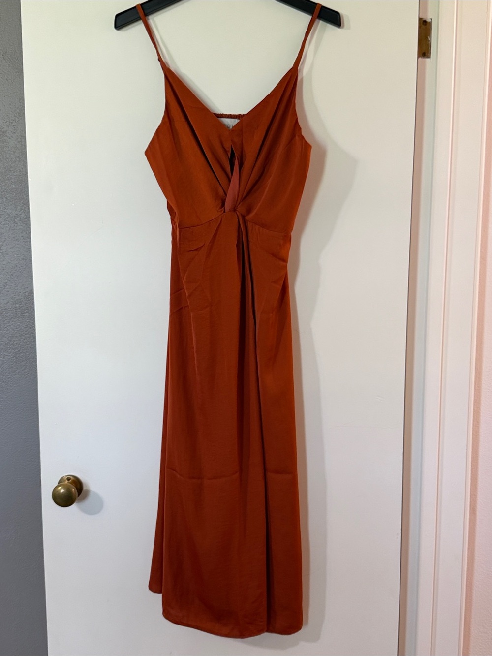 Hayden Rust Orange Maxi Dress with Twist Front